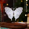 Sparkling transparent acrylic butterfly Christmas tree hanging ornament, 12cm wide - Colorful Glitter Butterfly