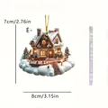 Detailed dimensions of 2D acrylic Christmas snow house cottage tree ornament - Cloud Snowy House E