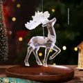 Acrylic transparent Christmas reindeer ornament with glitter for tree decoration - Colorful Glitter Elk