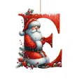 Adorno navideño festivo de acrílico letra E con ilustración detallada de Papá Noel de Navidad - Letra E