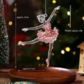 Elegant clear acrylic ballerina Christmas tree ornament with sparkling pink glitter - Rose Gold Glitter Ballet Girl