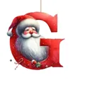 Adorno festivo de acrílico 2D para el árbol de Navidad con letra G roja y Papá Noel - Letra G