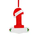 Red glitter Christmas letter I hanging ornament with Santa hat for holiday tree decoration - I