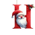Adorno navideño de acrílico letra H con Papá Noel para decoración de árboles y automóviles - Letra H