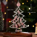 Elegant rose gold glitter acrylic Christmas tree pendant ornament with rhinestone border - Rose Gold Glitter Hollow Christmas Tree
