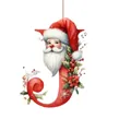 Adorno navideño letra J con Papá Noel y acebo, decoración colgante de acrílico 2D - Letra J