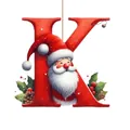 Adorno navideño letra K roja de acrílico con Papá Noel para árbol y decoración de coche - Letra K