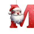 Adorno navideño festivo de acrílico rojo letra M con ilustración de Papá Noel - M