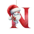 Adorno navideño festivo de acrílico letra N con tema de Papá Noel para árbol o coche - Letra N
