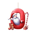 Adorno de Navidad letra Q de acrílico con Papá Noel y bastón de caramelo festivo - Letra O