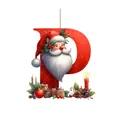 Decoración navideña de acrílico letra P con una ilustración de Papá Noel festivo - Letra P