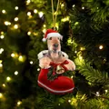 Χριστουγεννιάτικο στολίδι σκύλου Airedale Terrier σε κόκκινη μπότα στο δέντρο - Στυλ Τερριέ 02 (Dachshund Dog 02)