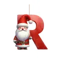Adorno navideño festivo letra R con Papá Noel para el árbol o decoración de coche. - Letra R