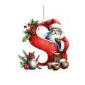 Adorno navideño de acrílico con la letra S y Papá Noel para decoración - S