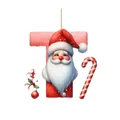 Adorno navideño festivo de acrílico con la letra T e ilustración de Papá Noel decorativa - Letra T