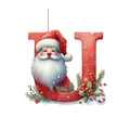 Bonito adorno navideño colgante de acrílico con la letra U y diseño de Papá Noel - Letra U