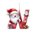 Adorno navideño de acrílico 2D letra W con tierno diseño de Papá Noel para el árbol - Letra W