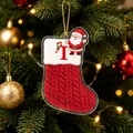 Acryl kerstboomhanger met rode kerstsok, letter I en vrolijke Kerstman illustratie - Kerstsok Letter I