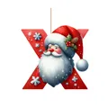 Adorno navideño colgante letra X de acrílico con diseño de Papá Noel y copos de nieve - Letra X