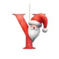 Adorno navideño decorativo de acrílico 2D con letra Y roja y figura de Papá Noel - Letra Y