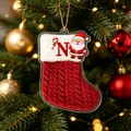Premium rode acryl kerstsok ornament voor de kerstboom met kerstman en de letter N - Kerstsok Letter N