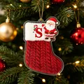 Feestelijke kerstsok acryl kerstboomhanger met letter S en schattige kerstman decoratie - Kerstsok Letter S