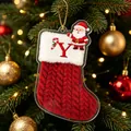 Gepersonaliseerde rode acryl kerstsok ornament met letter Y en schattige Kerstman - Kerstsok Letter Y