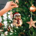 Detailed view of a cute owl Christmas tree ornament featuring warm LED fairy lights - Style 03