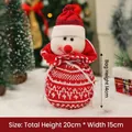 Rood-witte gebreide kerstsneeuwpop cadeauzakje met trekkoord, maat 20 cm bij 15 cm - Rode Gebreide Stijl (Sneeuwpop)