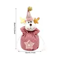 Festlicher rosa Rentier-Weihnachtsbeutel mit Kordelzug, Geweih und Paillettenhut-Details - Rosa 3D Pailletten Apfelbeutel (Rentier)