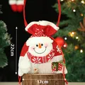 Festlicher rot-weißer gestrickter Schneemann-Weihnachtsbeutel mit Kordelzug, 17x22cm - Rot-Weißer Strick Quadratischer Geschenksack (Schneemann)
