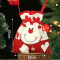 Dekorative rote gestrickte Weihnachts-Geschenktüte mit Rentier-Motiv, 22cm x 17cm - Rot-Weißer Strick Quadratischer Geschenksack (Rentier)