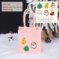Sacchetto regalo di Natale in feltro rosa con adesivi 3D per dolci e regali festivi - Tessuto in Feltro Rosa + Adesivi B