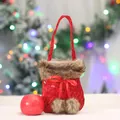 Feestelijke rode kerstcadeautas met pailletten, imitatiebont en strik met pompons - Ruitvormige Pailletten Strik Stijl / Rood