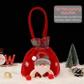 Rode kerstman fluwelen geschenkzak met trekkoord voor snoep en appels, 23x22 cm - Pluche Kerstman Stijl / 35.5x22cm / Rood
