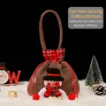 Feestelijke bruine fluwelen kerstsneeuwpop cadeauzakje met trekkoord voor snoep en geschenken - Fluwelen Sneeuwpop Stijl / 35.5x22cm / Bruin
