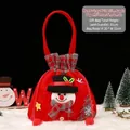 Rode kerstcadeautas van vilt met een schattige sneeuwpop en geruite sjaal - Grote Sneeuwpop / 35x22cm / Rood-Grijs Geruit