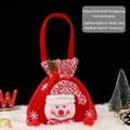 Feestelijke rood-witte fluwelen kerstman-sneeuwpop cadeautas voor appels en snoepjes - Sneeuwpop-stijl / L / Rode en Witte Pluche Rand