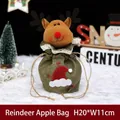 Kerstmis rendier appel geschenkzakje, 20x11cm feestelijke snoepzak - Borduurd linnen - Rendier Stijl / 20x11cm