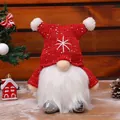 Adorable Christmas gnome plush toy with red sequined hat and long fluffy white beard - Horned Hat Glowing Doll / Red