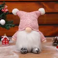 Handcrafted pink sequined Christmas gnome doll with long white beard and holiday ornaments - Horned Hat Glowing Doll / Pink