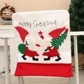 Creative Christmas chair cover with cartoon gnomes and merry Christmas embroidery detail - Gnome Style