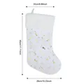 Large white plush Christmas stocking with gold foil snowflake pattern and dimensions - Gold Stamped Rudolph Style / White