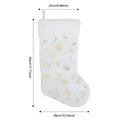 Large white plush Christmas stocking with gold snowflake patterns and size details - Gold Bronzing Snowflake Style / White
