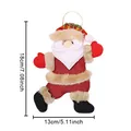 Pendentif de Noël fait main en toile de jute, décor Père Noël avec bordure peluche, 18cm - Père Noël Dansant / À carreaux Rouge et Vert