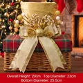 Gold Christmas tree topper hat with bow and candy cane decorations, 20cm high - H20cm Top-D23cm Bottom-D25.5cm / Gold Tree Topper Hat