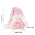 Pink knitted Christmas gnome with sequins and braids, showing 17x8x5cm dimensions - Pink Couple Gnome Female