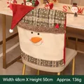 Kerst stoelhoes sneeuwpop met rode muts, 48x50cm, feestelijke huisdecoratie vakantie - Geruite Sneeuwvlok Sneeuwpop Stoelhoes