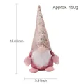 Pink plush Christmas gnome doll with sequined hat and white beard, 10.63 inches height - Pink Sequin Male Rudolph Gnome