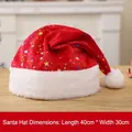 Premium red LED plush Christmas hat with sparkling star patterns, size 40x30cm for adults - Bronzing Star Glowing / Single OPP Bag / Red